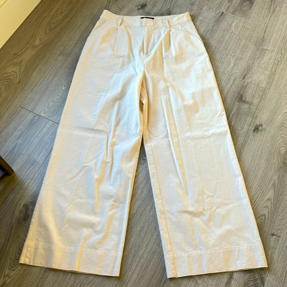 MINKPINK Pants - Mink Pink  Cream Fabella Wide Leg Palazzo Pant with Double Pleat .